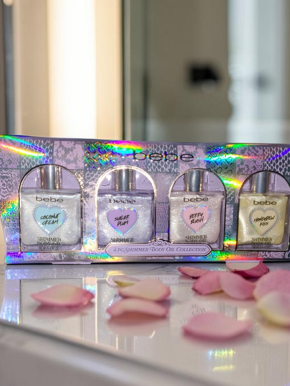 bebe Shimmer Body Oil Collection - Iridescent Multi-Color Set